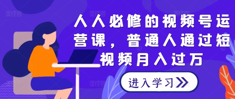 人人必修的视频号运营课，普通人通过短视频月入过万-聊项目